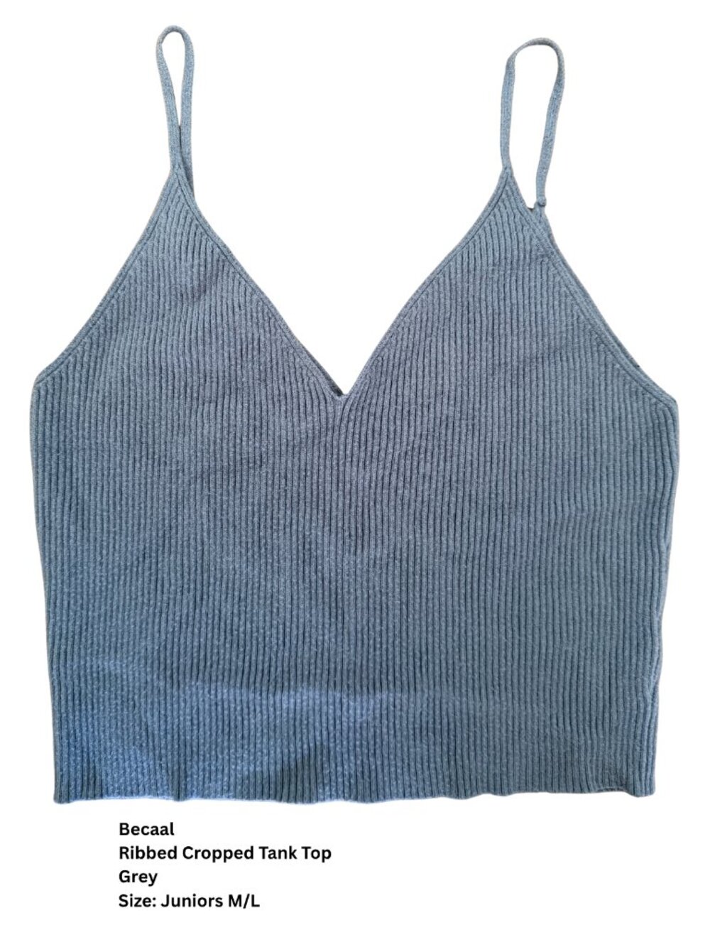 Becaal Ribbed Cropped Tank Top Grey Juniors M/L